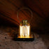 Barebones Block Tower Lantern, Vintage Style Rechargeable LED Lantern in Brass with Dimmer and Candle Mode