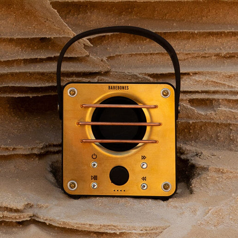 Barebones Block Tower Speaker, Vintage Style Wireless Speaker in Brass and Copper with 20 Hour Battery