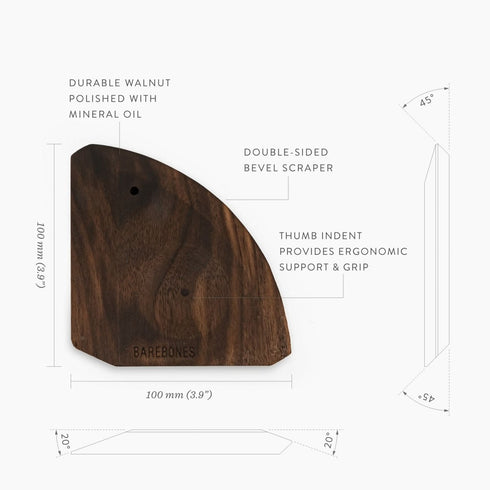 Barebones Cast Iron Wood Scraper, Walnut Hardwood Pan Scraper for Cleaning Skillets Without Damaging Seasoning