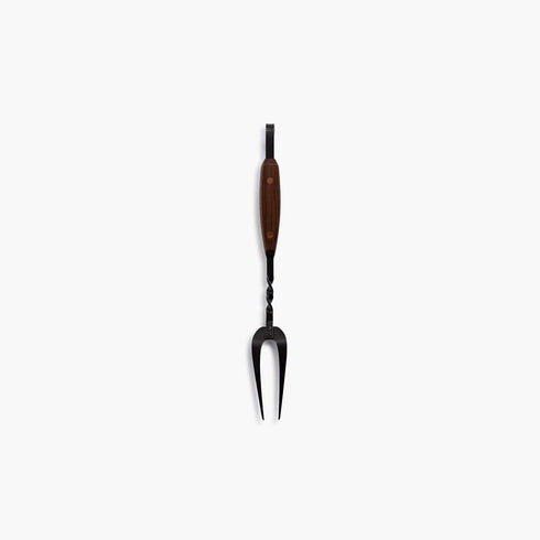 Barebones Cowboy Grill Carving Fork, Forged Stainless Steel BBQ Fork with Walnut Handle for Open Fire Cooking