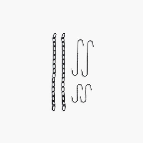 Barebones Cowboy Grill S-Hook and Chain Kit, Solid Steel Hooks and Stainless Chains for Open Fire Cooking