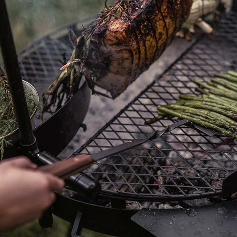 Barebones Cowboy Grill Spatula, Extra Long Forged Stainless Steel BBQ Spatula with Walnut Handle for Open Fire