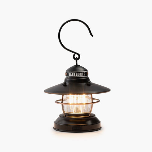 Barebones Edison Mini Lantern Antique Bronze, USB or AA Powered Hanging LED Lantern with Edison Bulb