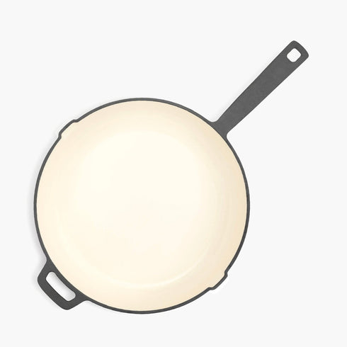 Barebones Enamel Lined Cast Iron Skillet 12 Inch, Deep Skillet with Lid for Stove, Grill and Open Fire Cooking