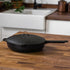 Barebones Enamel Lined Cast Iron Skillet 12 Inch, Deep Skillet with Lid for Stove, Grill and Open Fire Cooking