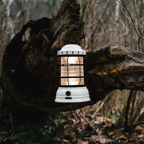 Barebones Forest Lantern Vintage White, Rechargeable 220 Lumen LED Camping Lantern with Dimmable Light