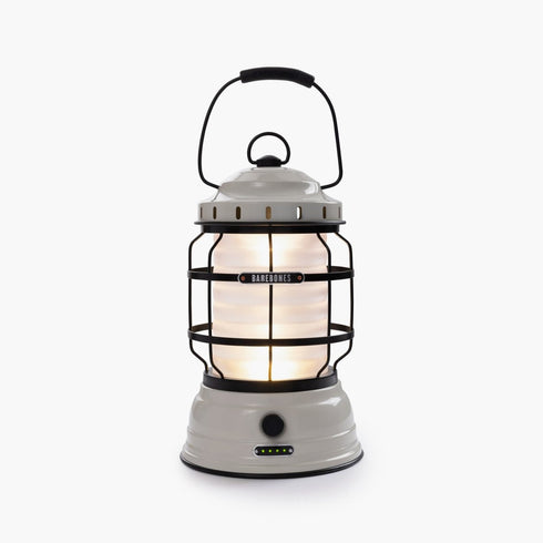 Barebones Forest Lantern Vintage White, Rechargeable 220 Lumen LED Camping Lantern with Dimmable Light