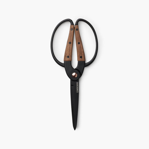 Barebones Garden Scissors Large, Heat-Treated Stainless Steel Harvest Shears with Walnut Handle and 4 Inch Blades