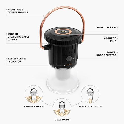 Barebones Hoodoo Light, Rechargeable LED Lantern and Flashlight with 600 Lumens, Magnetic Base and USB-C