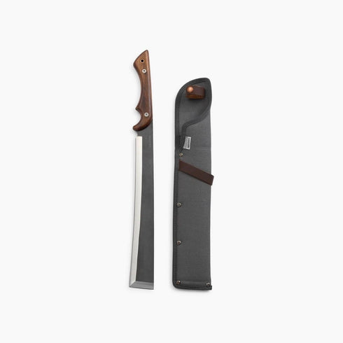 Barebones Japanese Nata Tool, 12 Inch Stainless Steel Bush Machete with Walnut Handle and Belt Sheath