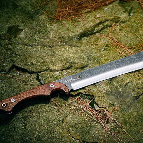 Barebones Japanese Nata Tool, 12 Inch Stainless Steel Bush Machete with Walnut Handle and Belt Sheath