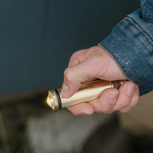 Barebones Mini Flashlight, Rechargeable 150 Lumen Pocket Torch with Magnetic Base and Vintage Dome Lens