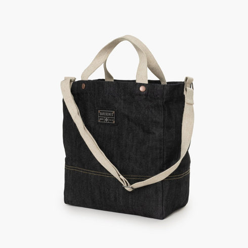 Barebones Neelum 16L Market Tote, Waxed Denim Tote Bag with Adjustable Shoulder Strap and Inside Pocket
