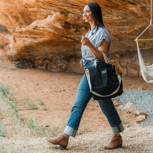 Barebones Neelum 16L Market Tote, Waxed Denim Tote Bag with Adjustable Shoulder Strap and Inside Pocket