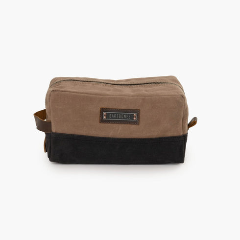 Barebones Neelum 3L Dopp Kit, Waxed Cotton Toiletry Bag with Leather Details for Travel and Camping