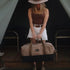 Barebones Neelum Duffel Bag Khaki, 40L Waxed Canvas Weekender with Leather Details and Removable Strap
