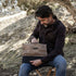 Barebones Neelum Large Zipper Pouch Khaki, Waxed Canvas Travel and Organiser Pouch with Leather Details