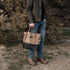 Barebones Neelum Market Tote Khaki, 16L Waxed Canvas Shopping Tote with Leather Details