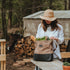 Barebones Neelum Market Tote Khaki, 16L Waxed Canvas Shopping Tote with Leather Details
