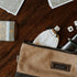 Barebones Neelum Small Zipper Pouch Khaki, Waxed Canvas Travel and Organiser Pouch with Leather Details