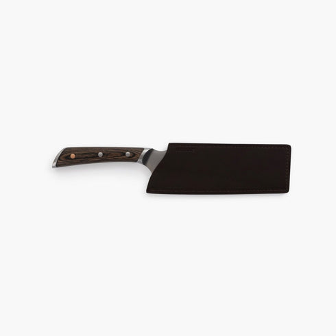 Barebones No. 7 Nakiri Knife, 7 Inch Japanese Style Vegetable Knife with Pakkawood Handle and Leather Sleeve
