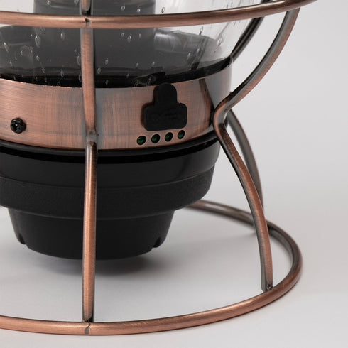 Barebones Railroad Lantern Antique Bronze, Rechargeable LED Camping Lantern with Seeded Glass Globe