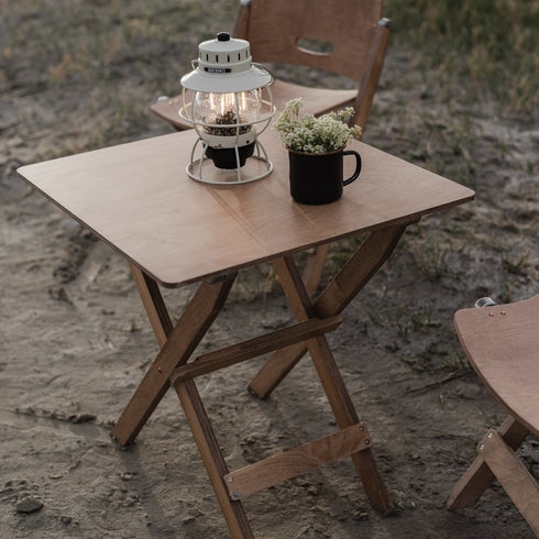 Barebones Ridgetop Wood Folding Table, Birch Plywood Camping and Patio Side Table with Stainless Steel Hardware
