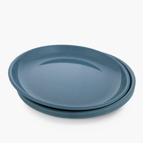Barebones Rolled Enamelware Plate Set of 4, 10 Inch Enamel Steel Camping and Dinner Plates, Dishwasher Safe