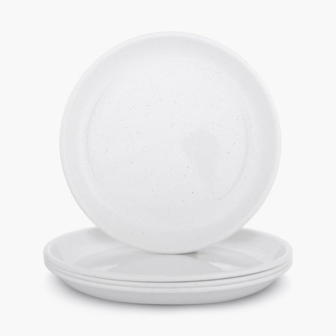 Barebones Rolled Enamelware Plate Set of 4, 10 Inch Enamel Steel Camping and Dinner Plates, Dishwasher Safe