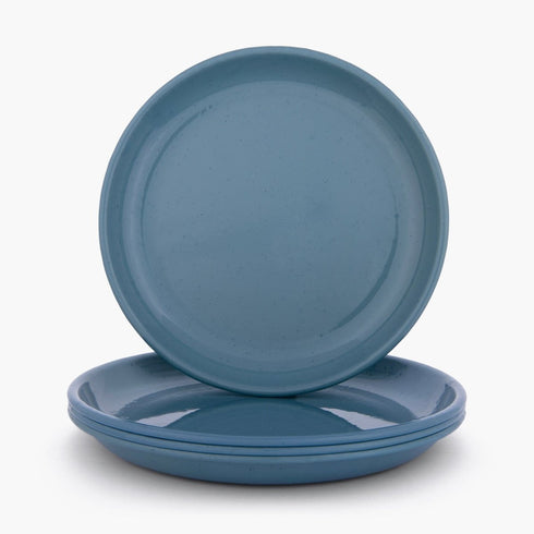 Barebones Rolled Enamelware Plate Set of 4, 10 Inch Enamel Steel Camping and Dinner Plates, Dishwasher Safe