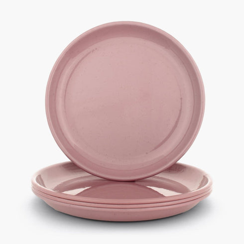 Barebones Rolled Enamelware Plate Set of 4, 10 Inch Enamel Steel Camping and Dinner Plates, Dishwasher Safe