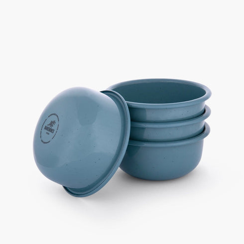 Barebones Rolled Enamelware Side Bowl Set of 4, 13 oz Enamel Steel Snack and Dessert Bowls, Dishwasher Safe
