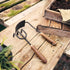 Barebones Square Hand Hoe, Stainless Steel Garden Hoe with Curved Walnut Handle for Trenching and Soil Prep