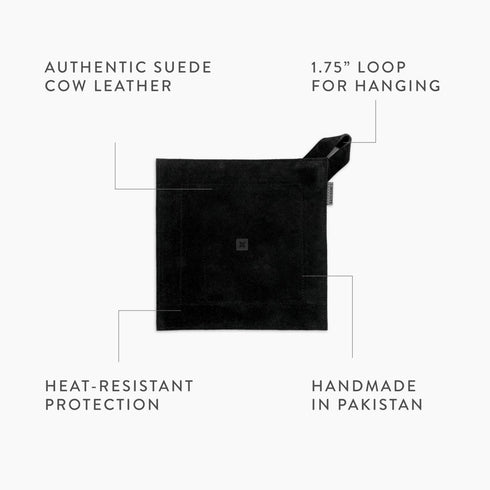 Barebones Suede Leather Hot Pad, Double-Layer Pot Holder and Trivet for Cast Iron Cookware
