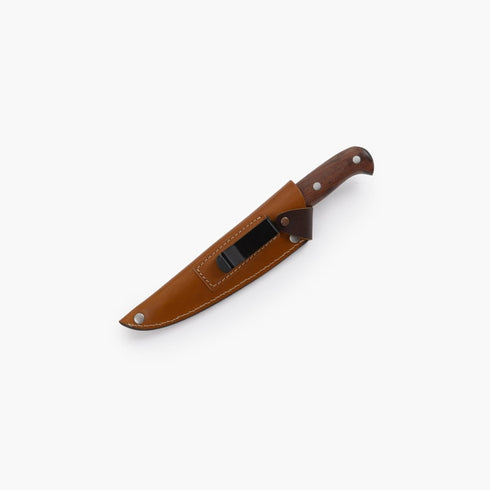 Barebones Wilderness Paring Knife, 4 Inch Full Tang AUS 8 Steel Knife with Rosewood Handle and Leather Sheath