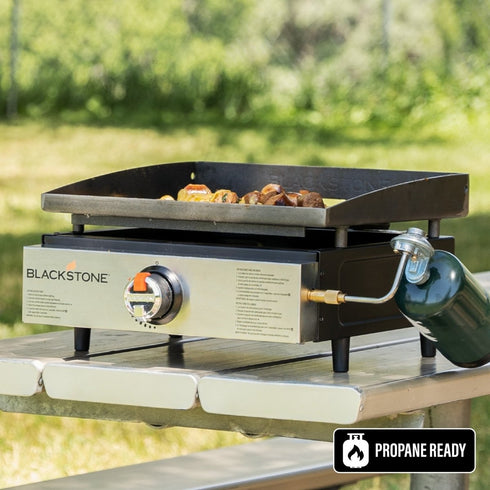 Blackstone 17 Inch Tabletop Griddle with Stainless Front Panel, Portable Propane Griddle with Piezo Ignition