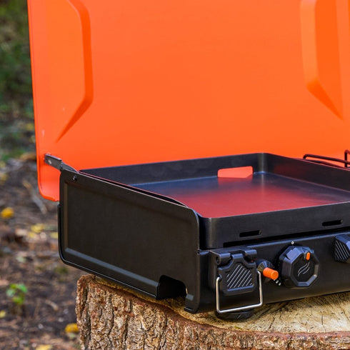 Blackstone OTG 14 Inch Griddle with Side Burner, Portable Propane Camping Griddle and Stove with Latching Hood