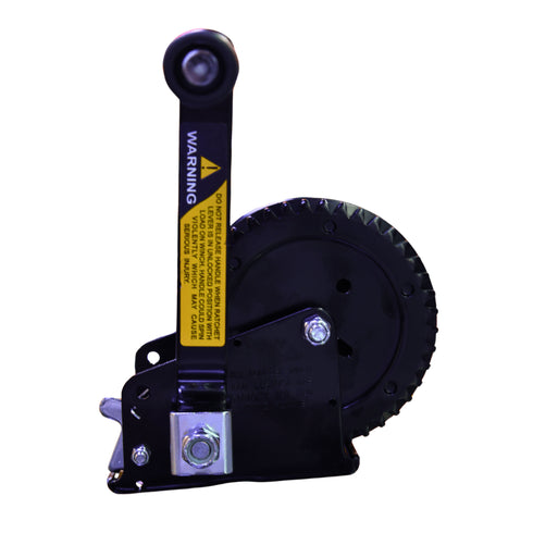 Boat Trailer Hand Winch 1000 lbs, Single Gear 4:1 Ratio Winch for Boat and Jet Ski Trailers, Black
