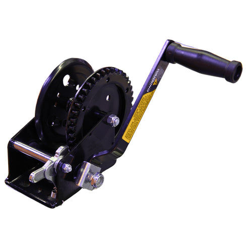 Boat Trailer Hand Winch 1200 lbs, Single Gear 4:1 Ratio Winch for Boat and Jet Ski Trailers, Black