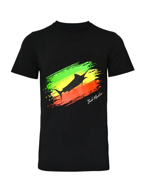 Bob Marlin Rasta Flag Fishing T-Shirt Quick - Dry Performance Tee for Fishing and Water Sports