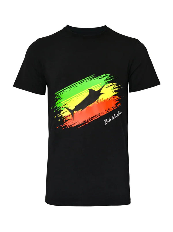 Bob Marlin Rasta Flag Fishing T-Shirt Quick - Dry Performance Tee for Fishing and Water Sports