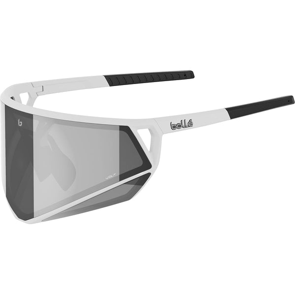 Bolle Alien Sunglasses, White Shiny Bio-Nylon Shield with Volt Cold White Cat 3 Lens, Retro Futuristic Design