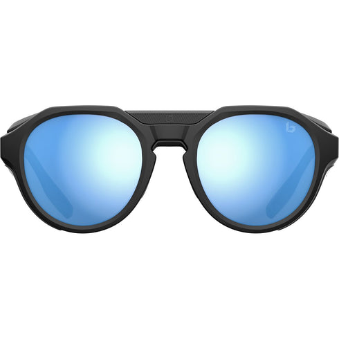 Bolle Ascender Polarized Mountain Sunglasses, 6-Base Frame with Removable Side Shields and Sky Blue Cat 3 Lens