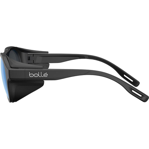 Bolle Ascender Polarized Mountain Sunglasses, 6-Base Frame with Removable Side Shields and Sky Blue Cat 3 Lens