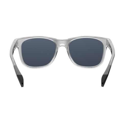 Bolle Esteem Polarized Sunglasses, Clear Crystal Square Frame with Volt+ Offshore Polarized Cat 3 Blue Mirror Lens
