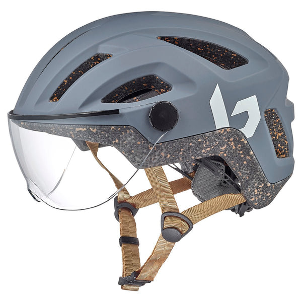 Bolle React Visor Bike Helmet, Cool Grey Matte Commuter Helmet with Clear Cat 0 Visor and Fidlock Magnetic Buckle