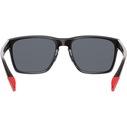 Bolle Reverence Sunglasses, Black Shiny Rectangular Lifestyle Frame with TNS Gun Cat 3 Mirror Lens, 30 g