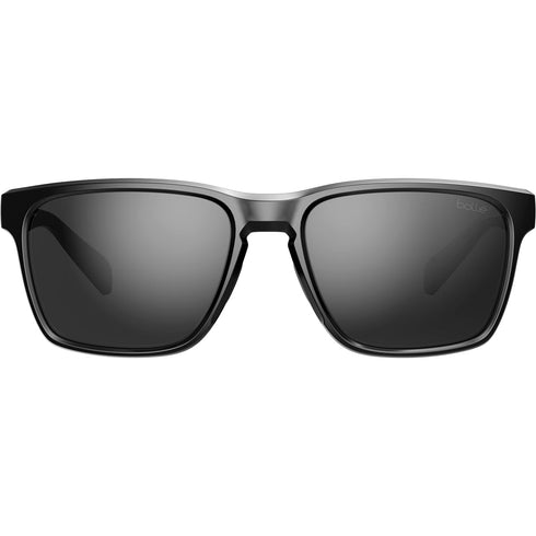 Bolle Reverence Sunglasses, Black Shiny Rectangular Lifestyle Frame with TNS Gun Cat 3 Mirror Lens, 30 g