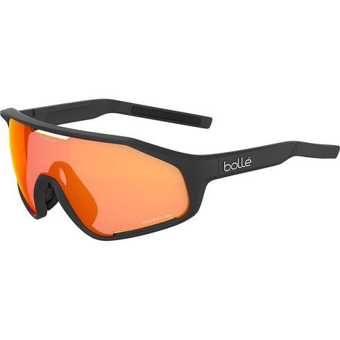 Bolle Shifter Cycling Sunglasses, Black Matte with Phantom Brown Red Photochromic Lens and Vented Shield