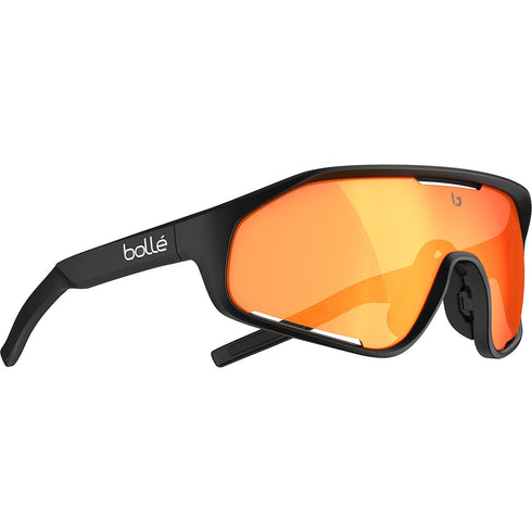 Bolle Shifter Cycling Sunglasses, Black Matte with Phantom Brown Red Photochromic Lens and Vented Shield